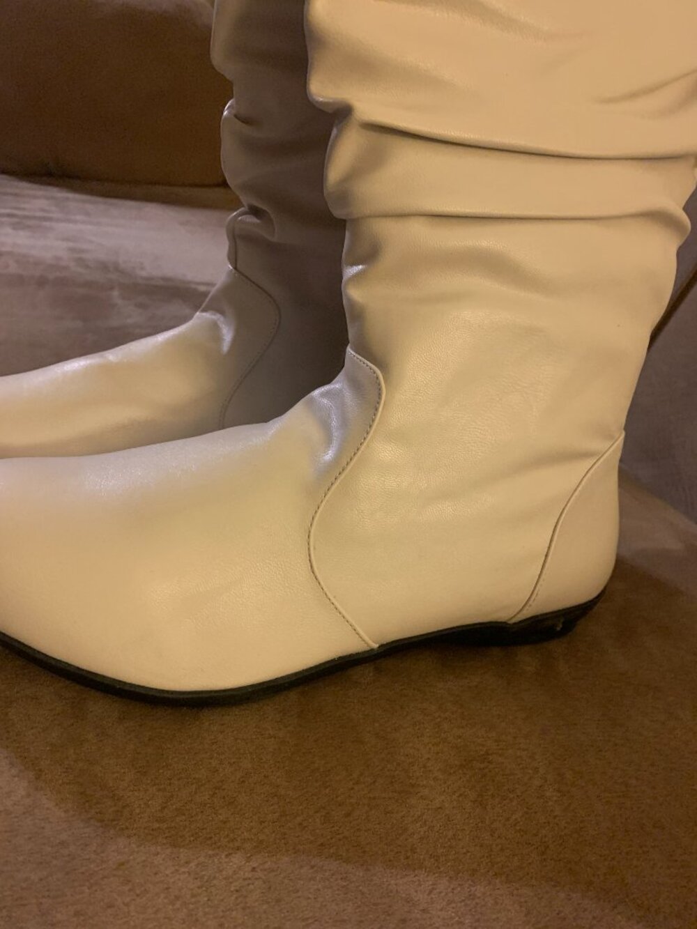 Comfortview Slouch Mid Calf Boots Winter White Flat Wide Width Size 10.5W NIB - Picture 7 of 9